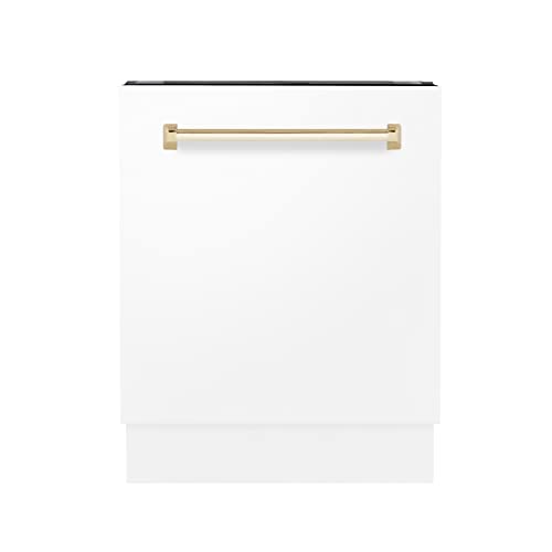 ZLINE Autograph Edition 24 "3rd Rack Top Control Long Tub غسالة صحون باللون الأبيض غير اللامع مع مقبض ذهبي ، 51dBa (DWVZ-WM-24-G) ZLINE Autograph Edition 24 "3rd Rack Top Control Long Tub غسالة صحون باللون الأبيض غير اللامع مع مقبض ذهبي ، 51dBa (DWVZ-WM-24-G)