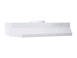 شفاط المطبخ Broan-NuTone BUEZ230WW Broan UC 190 CFM 30N أبيض اقتصادي 30 بوصة تحت الخزانة سهل التركيب مع مروحة عادم 2 سرعتين وضوء ، 30 بوصة