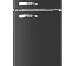 ثلاجة RCA RFR1055-BLACK ، حجم شقة ببابين ريترو مع فريزر ، 10 ، أسود ، قدم مكعب