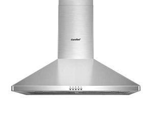 Comfee CVP30W4AST 30 بوصة هرم قابل للتحويل بدون مجاري / أنبوب 350 CFM مثبت على الحائط من الفولاذ المقاوم للصدأ للمطبخ بثلاث سرعات ، فلاتر ألومنيوم دائمة 5 طبقات ، شفاط نطاق بمصباح LED