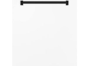 ZLINE Autograph Edition 24 "3rd Rack Top Control Long Tub غسالة الصحون باللون الأبيض غير اللامع مع مقبض أسود غير لامع ، 51dBa (DWMTZ-WM-24-MB)
