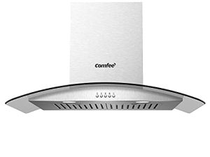 Comfee CVG30W8AST شفاط مدى التهوية للتثبيت على الحائط 30 بوصة مع 450 CFM مروحة عادم 3 سرعات ، مرشحات يربك ، زجاج منحني ، 2 مصباح LED ، قابل للتحويل إلى مجرى ، الفولاذ المقاوم للصدأ