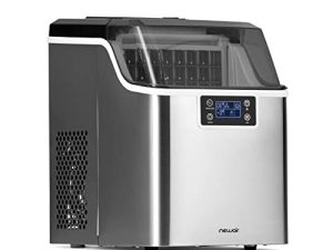 نيوير 45 رطلا. صانعة ثلج شفافة محمولة على سطح الطاولة مع تقنية FrozenFall ، عناصر تحكم مخصصة في سمك الجليد ، مؤقت 24 ساعة ، نافذة جليدية كبيرة الرؤية ، مثالية للكوكتيلات ، سكوتش ، والصودا