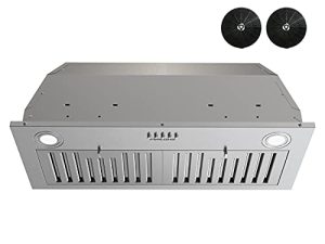 FIREGAS Range شفاط 30 بوصة ، مدمج / شفاط مدمج مع 600 CFM ، شفاط مطبخ قابل للتحويل / مجرى الهواء ، شفاط فولاذي مقاوم للصدأ مع زر ضغط ، فلاتر حاجزة وفلاتر فحم