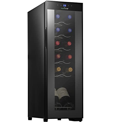 NutriChef PKCWC120 أبيض وأحمر مبرد - ثلاجة صغيرة مدمجة على سطح الطاولة بسعة 12 زجاجة ، تحكم رقمي ، باب زجاجي ، أسود NutriChef PKCWC120 أبيض وأحمر مبرد - ثلاجة صغيرة مدمجة على سطح الطاولة بسعة 12 زجاجة ، تحكم رقمي ، باب زجاجي ، أسود