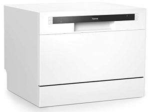 غسالة أطباق كومباكت من hOmeLabs - غسالة أطباق صغيرة محمولة من Energy Star مصنوعة من الفولاذ المقاوم للصدأ للشقق الصغيرة والمكاتب والمطبخ المنزلي مع رف إعداد 6 أماكن وسلة فضيات