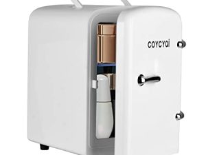ثلاجة COYCYQI سعة 4 لتر / 6 علب محمولة مزودة بمنفذ USB ، ثلاجة صغيرة ، ثلاجة صغيرة ومبرد ودافئ ، للعناية بالبشرة والمشروبات والمنزل والرافيل أبيض 、