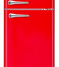 FRIGIDAIRE EFR756-RED EFR756 ، ثلاجة ذات بابين بحجم شقة ريترو مع فريزر علوي ، مقابض كروم ، 7.5 قدم مكعب ، أحمر