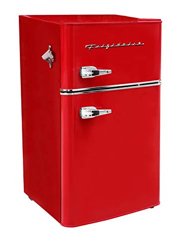 Frigidaire EFR840-RED 3.2 قدم مكعب باللون الأحمر 2 باب ثلاجة بار ريترو مع فتاحة زجاجات جانبية Frigidaire EFR840-RED 3.2 قدم مكعب باللون الأحمر 2 باب ثلاجة بار ريترو مع فتاحة زجاجات جانبية