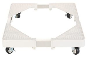 قاعدة متحركة للثلاجة مع 4 عجلات قفل HQO LOVL 17.7 "-27.5" أثاث قابل للتعديل دوللي للغسالة والمجفف وحامل الغسالة وحامل الثلاجة (أبيض)