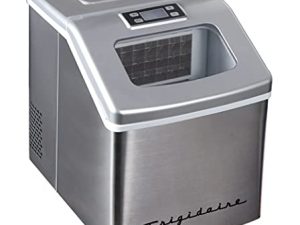 FRIGIDAIRE EFIC452-SS صانعة شفافة كبيرة جدًا بسعة 40 رطلاً ، من الفولاذ المقاوم للصدأ ، لصنع مكعبات الثلج