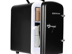 COYCYQI 4L / 6 ثلاجة USB محمولة ، ثلاجة صغيرة ، ثلاجة صغيرة ومبرد ودافئ ، للعناية بالبشرة والمشروبات والمنزل والرافيل ، أسود (أسود غير لامع)
