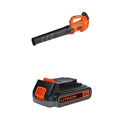 BLACK + DECKER 20V MAX منفاخ أوراق مع بطارية ليثيوم إضافية 2.0 أمبير في الساعة (BCBL700D1 & LBXR2020-OPE) BLACK + DECKER 20V MAX منفاخ أوراق مع بطارية ليثيوم إضافية 2.0 أمبير في الساعة (BCBL700D1 & LBXR2020-OPE)
