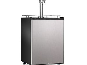 Kegerator بالحجم الكامل ， ICEJUNGLE في الهواء الطلق بثلاث حنفية لموزع البيرة ، مبرد للمشروبات ، التحكم في درجة الحرارة ، سكة صينية التنقيط ، يناسب 3x5.16 جالون ، 1x15.5 جالون ، نصف برميل برميل