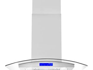 COSMO 668ICS750 30 بوصة شفاط موقد على الجزيرة مع 380 CFM ، أدوات تحكم ناعمة الملمس ، فلاتر دائمة ، مصابيح LED ، حاجب زجاجي مقوى من الفولاذ المقاوم للصدأ