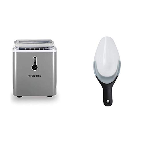 Frigidaire EFIC108-SILVER سطح طاولة محمول ، آلة صنع ثلج بسعة 26 رطلاً في اليوم ، مغرفة مرنة فضية و OXO Good Grips Frigidaire EFIC108-SILVER سطح طاولة محمول ، آلة صنع ثلج بسعة 26 رطلاً في اليوم ، مغرفة مرنة فضية و OXO Good Grips