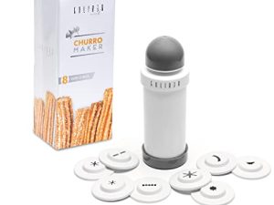 GOLIBER Churro Maker Machine - 8 فوهات مختلفة لآلة صنع الكروس - Churreras Para Churros and Cheese Straw Press - سهل التعامل مع طرف Churro Piping (رمادي)
