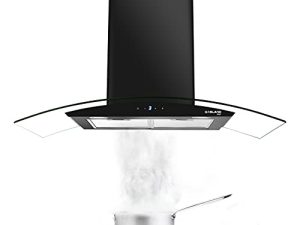 شفاط المطبخ 36 بوصة ، GASLAND Chef GR36BS شفاط حائط زجاجي مثبت على الحائط باللون الأسود ، 3 سرعات 350 CFM شفاط المطبخ مع مصابيح LED ، مستشعر تحكم باللمس ، مدخنة قابلة للتحويل ، مرشح ألومنيوم