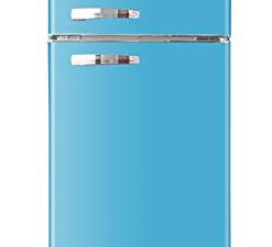 ثلاجة RCA RFR1055-BLUE ، ثلاجة ريترو 2 باب بحجم الشقة مع فريزر ، 10 ، أزرق ، قدم مكعب