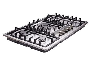 Deli-kit® 34 بوصة موقد غاز ثنائي الوقود مختوم 5 شعلات من الفولاذ المقاوم للصدأ موقد غاز مسطح DK258-A01 طباخ غاز