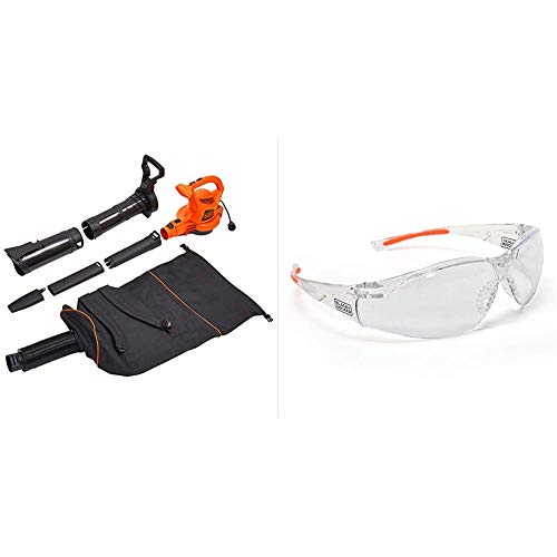 BLACK + DECKER Leaf Blower / Vacuum مع نظارات أمان وخفيفة الوزن وعدسة شفافة (BEBL7000 & BD250-1C) BLACK + DECKER Leaf Blower / Vacuum مع نظارات أمان وخفيفة الوزن وعدسة شفافة (BEBL7000 & BD250-1C)