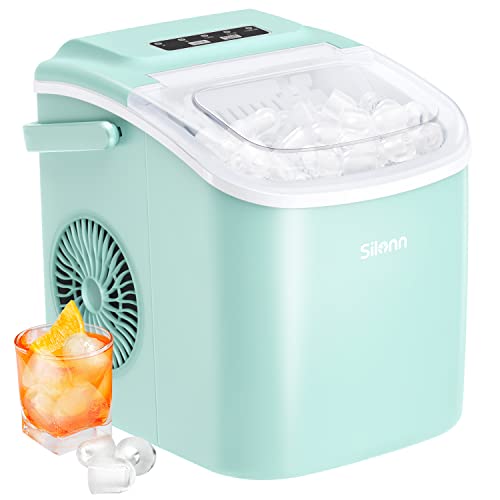 Silonn Countertop Ice Maker ، 9 مكعبات جاهزة في 6 دقائق ، 26 رطلاً في 24 ساعة ، آلة صنع الثلج ذاتية التنظيف مع مغرفة ثلج وسلة ، مقاسان من الثلج الرصاصي للمطبخ المنزلي وحفلات البار ، أخضر (SLIM09) Silonn Countertop Ice Maker ، 9 مكعبات جاهزة في 6 دقائق ، 26 رطلاً في 24 ساعة ، آلة صنع الثلج ذاتية التنظيف مع مغرفة ثلج وسلة ، مقاسان من الثلج الرصاصي للمطبخ المنزلي وحفلات البار ، أخضر (SLIM09)