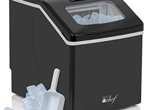 Deco Chef 40LB صانعة ثلج على سطح الطاولة للمنزل والمكتب والحانات والحفلات ، تصنع مكعبات كبيرة جدًا ، 2.4 رطل من الثلج كل 15-20 دقيقة ، تنظيف ذاتي ، مؤشر حالة LCD ، حجم مكعب قابل للتعديل ، أسود