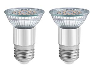 مجموعة شفاط المطبخ JDR E27 5W لمبات الأجهزة LED القابلة للتعتيم ، مكافئ الهالوجين 50 وات ، الارتفاع 75 مم 120 فولت شفاطات المدى السفلية السفلية ، أبيض دافئ لشفاطات المدى Zephyr Milano Europa 2 Pack