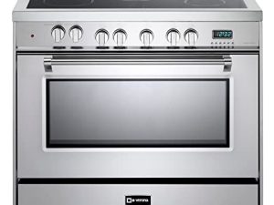 Verona Prestige Series VPFSEE365SS 36 بوصة جميع الأفران الكهربائية القائمة بذاتها 4 cu. قدم حراري ، 5 شعلات ، مقابض من الكروم ثنائي المركز ومقبض من الفولاذ المقاوم للصدأ