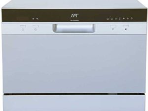 SPT SD-2224DS ENERGY STAR غسالة أطباق مدمجة مع تأخير بدء التشغيل - غسالة أطباق محمولة مع تصميم داخلي من الفولاذ المقاوم للصدأ و 6 وضعيات لرف سلة فضيات للشقة والمكتب والمطبخ المنزلي ، فضي
