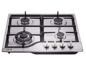 موقد غاز Deli-kit® 24 بوصة LPG / NG ، موقد غاز مزدوج ، 4 شعلات ، موقد غاز من الفولاذ المقاوم للصدأ ، 4 شعلات ، طباخ غاز DK245-A02