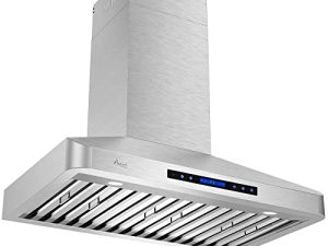 Awoco 30 "شفاط حائط 48-1 / 2" H من الفولاذ المقاوم للصدأ 4 سرعات ، 6 بوصات فتحة علوية دائرية 900CFM 2 مصباح LED وجهاز تحكم عن بعد (RH-WT-30)