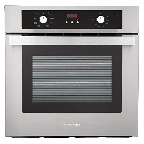 فرن حائط مدمج كهربائي COSMO C51EIX بسعة 2.5 متر مكعب. السعة الحرارية ، Turbo True European Convection ، 8 وظائف ، أزرار انضغاطية ، من الفولاذ المقاوم للصدأ ، 24 بوصة فرن حائط مدمج كهربائي COSMO C51EIX بسعة 2.5 متر مكعب. السعة الحرارية ، Turbo True European Convection ، 8 وظائف ، أزرار انضغاطية ، من الفولاذ المقاوم للصدأ ، 24 بوصة