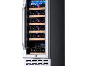 ثلاجة ROVRAk 12 بوصة مبرد نبيذ 18 زجاجة منخفضة الضوضاء من الفولاذ المقاوم للصدأ ضاغط ثلاجة نبيذ خالية من الصقيع مع تحكم رقمي في درجة الحرارة 41 ℉ -72 ℉ ، مدمجة أو قائمة بذاتها