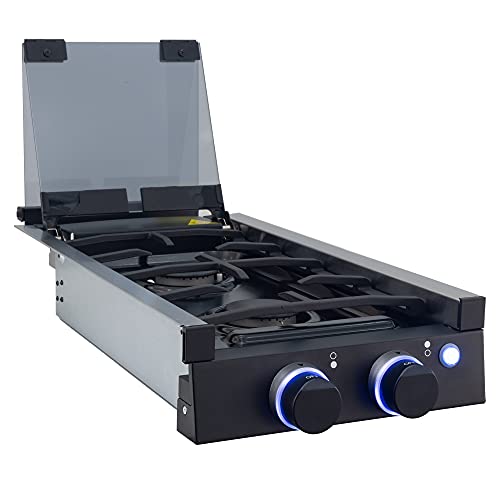 RecPro RV بوتاجاز غاز مدمج | 2 شعلة | RV Cooktop Stove | شعلات 6500 وحدة حرارية بريطانية | يشمل الغطاء RecPro RV بوتاجاز غاز مدمج | 2 شعلة | RV Cooktop Stove | شعلات 6500 وحدة حرارية بريطانية | يشمل الغطاء