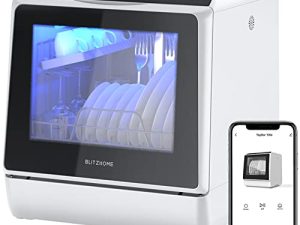 كونترتوب لغسالة الأطباق المحمولة ، غسالة أطباق ذكية WIFI ، غسالات أطباق مدمجة مع خزان مياه مدمج 5 لتر ، 5 برامج ، رش مزدوج 360 درجة ، وظيفة عالية الحرارة وتجفيف الهواء ، تنظيف الفاكهة