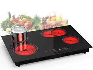 موقد كهربائي VBGK 30 بوصة ، موقد كهربائي ، موقد كهربائي مدمج وكونترتوب ، شاشة LED تعمل باللمس ، 9 مستويات تسخين ، مؤقت وقفل أمان للأطفال ، تحكم باللمس ، موقد 240 فولت 7200 وات