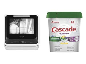 منظف غسالة الأطباق المحمول من COMFEE ، غسالة أطباق للشقق و RVs و Cascade Platinum لغسالات الأطباق ، منظف غسالة الأطباق ActionPacs ، الليمون ، 62 قطعة