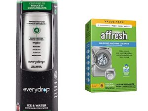 Everydrop by Whirlpool Ice and Water Refrigerator Filter 4، EDR4RXD1، عبوة واحدة ومنظف غسالة أفريش ، ينظف غسالات التحميل الأمامي والغسالات ذات التحميل العلوي ، بما في ذلك HE ، 6 أقراص