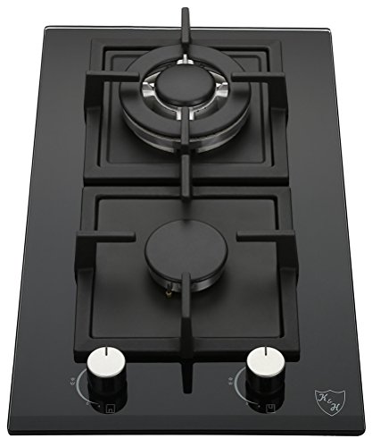 K&H 2 Burner 12 Inch مدمج LPG / Propane Gas Stove Top Glass Surface Cast Iron Cooktop 2-GCW-LPG K&H 2 Burner 12 Inch مدمج LPG / Propane Gas Stove Top Glass Surface Cast Iron Cooktop 2-GCW-LPG
