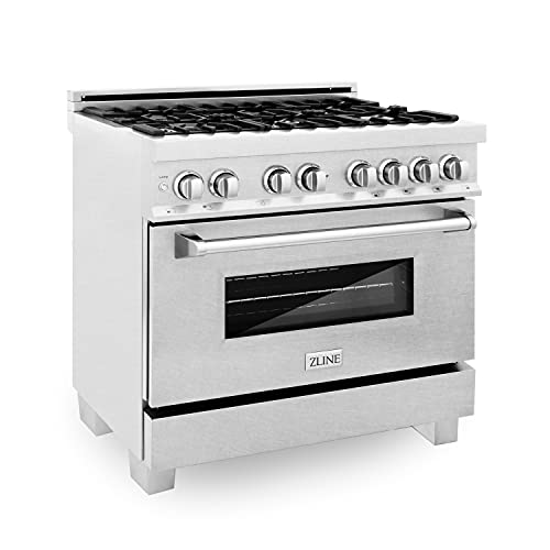 ZLINE 36 "4.6 قدم مكعب نطاق الوقود المزدوج مع موقد غاز وفرن كهربائي في DuraSnow مع خيارات الألوان (RAS-SN-36) (الفولاذ المقاوم للصدأ DuraSnow) ZLINE 36 "4.6 قدم مكعب نطاق الوقود المزدوج مع موقد غاز وفرن كهربائي في DuraSnow مع خيارات الألوان (RAS-SN-36) (الفولاذ المقاوم للصدأ DuraSnow)