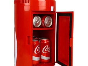 ثلاجة صغيرة محمولة سعة 8 علب من Coca-Cola مع أسلاك تيار متردد بجهد 12 فولت و 110 فولت ، 5.4 لتر (5.7 كوارت) يمكن تشكيلها على شكل مبرد شخصي ، أحمر ، ثلاجة للسفر للمشروبات والوجبات الخفيفة والغداء والمنزل والمكتب وغرفة النوم و RV