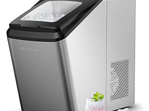 CROWNFUL Nugget Ice Maker كونترتوب ، يصنع 26 رطلاً من الثلج المقرمش في 24 ساعة ، 3 أرطال سلة في المرة ، آلة صنع الثلج بالحصى ذاتية التنظيف ، مع مغرفة وسلة ، صانع ثلج محمول للمنزل / المطبخ / المكتب / البار