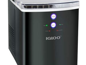 آلة صنع ثلج كهربائية محمولة ذات سعة كبيرة من Igloo ICEB33BS ، 33 رطلاً في 24 ساعة ، 9 مكعبات ثلج جاهزة في 7 دقائق ، مع مغرفة ثلج وسلة ، فولاذ مقاوم للصدأ أسود