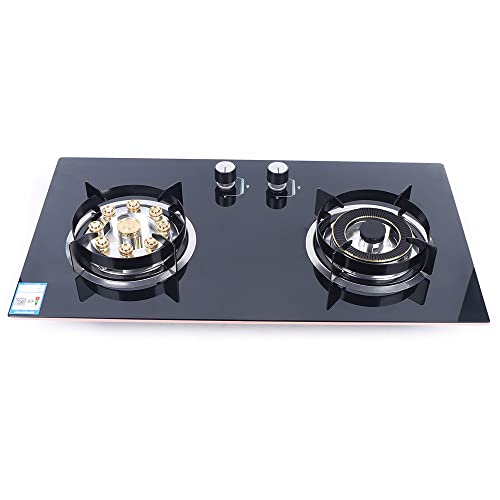 CNCEST 73X41cm موقد غاز للمطبخ موقد علوي 2 شعلات زجاج مقسى مدمج LPG / NG موقد غاز أسود CNCEST 73X41cm موقد غاز للمطبخ موقد علوي 2 شعلات زجاج مقسى مدمج LPG / NG موقد غاز أسود