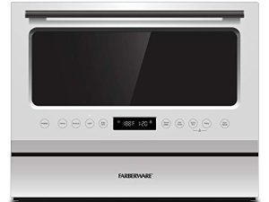 Farberware FCD06ASWWHC غسالة صحون سطح الطاولة ، 6 قطع ، باب زجاجي أبيض