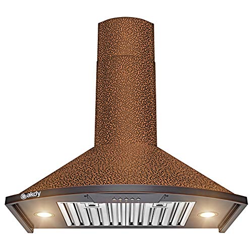 AKDY 30 in. 343 CFM شفاط المطبخ القابل للتثبيت على الحائط من النحاس المنقوش مع LED والتحكم في الدفع AKDY 30 in. 343 CFM شفاط المطبخ القابل للتثبيت على الحائط من النحاس المنقوش مع LED والتحكم في الدفع