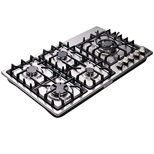 موقد غاز Deli-kit 34 بوصة ، موقد غاز مزدوج ، 5 شعلات من الفولاذ المقاوم للصدأ ، موقد غاز DK258-A08 موقد غاز Deli-kit 34 بوصة ، موقد غاز مزدوج ، 5 شعلات من الفولاذ المقاوم للصدأ ، موقد غاز DK258-A08