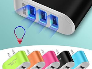 SuanlaTDS Luminous 3-Port Charger Charging Head، Macaron Colour Portable Charging Head لغرفة النوم والمكتب والمنزل