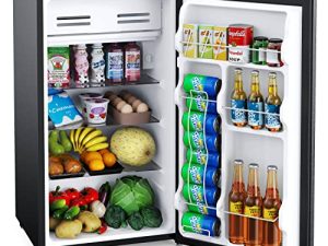 ثلاجة صغيرة من Leuwd 3.3 قدم مكعب مع فريزر ، باب قابل للانعكاس ، ضوضاء منخفضة ، 3 أرفف زجاجية قابلة للإزالة ، ثلاجة مدمجة لغرفة النوم ، المكتب ، المرآب ، الاستوديو